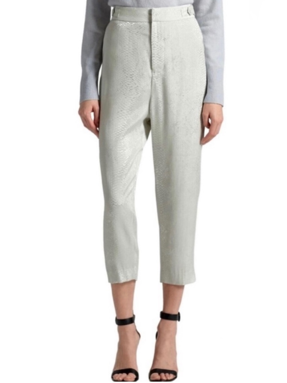 EQUIPMENT SNAKESKIN PRINT CROPPED PANTS